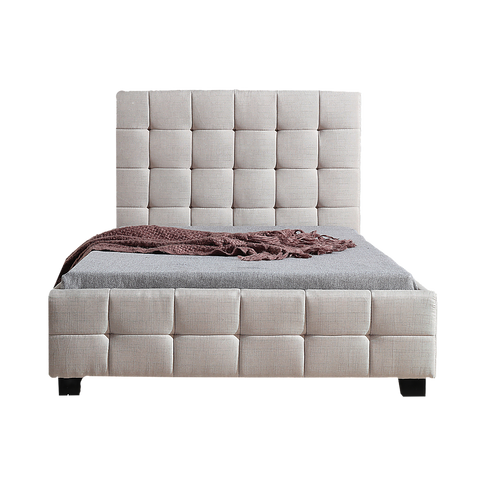 King Single Linen Fabric Deluxe Bed Frame Beige