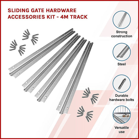 Sliding Gate Hardware Accessories Kit - 4m Track