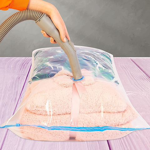Vacuum Bags Clothes Sealed Clothing Bag Travel Compact Storage Space Saver x 12