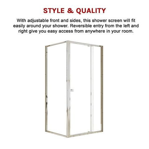 Semi Frameless Shower Screen (98~106)x 195cm & (77~80)x 195cm Side AS/NZS Glass