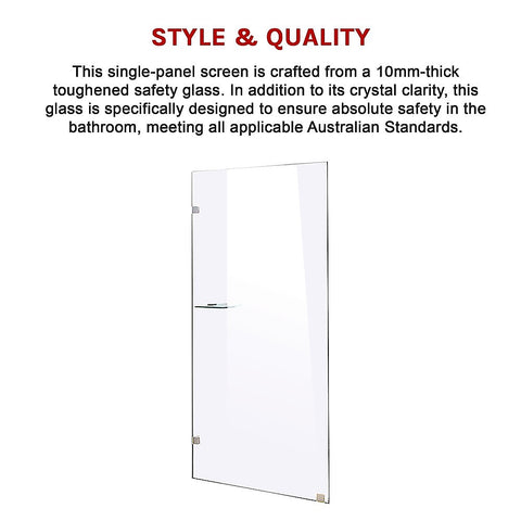 800 x 2000mm Frameless 10mm Safety Glass Shower Screen
