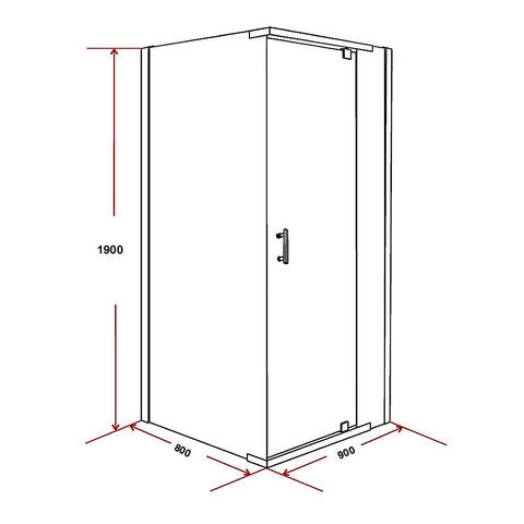 Shower Screen 900x800x1900mm Framed Safety Glass Pivot Door By Della Francesca