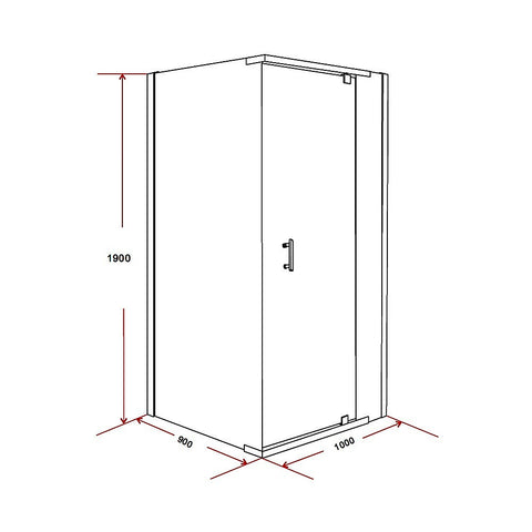 Shower Screen 1000x900x1900mm Framed Safety Glass Pivot Door By Della Francesca