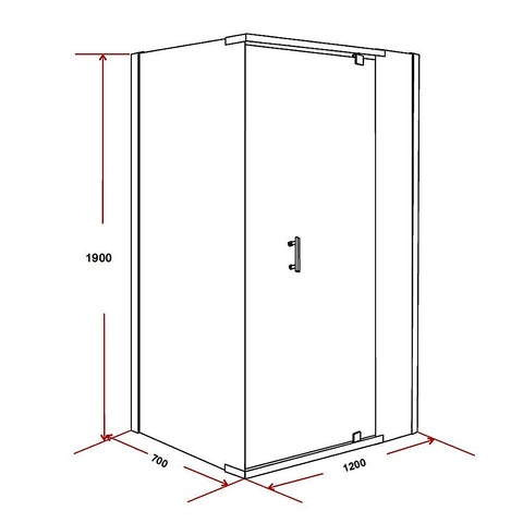 Shower Screen 1200x700x1900mm Framed Safety Glass Pivot Door By Della Francesca