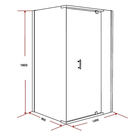 Shower Screen 1200x800x1900mm Framed Safety Glass Pivot Door By Della Francesca