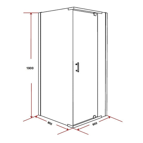 Shower Screen 900x800x1900mm Framed Safety Glass Pivot Door By Della Francesca