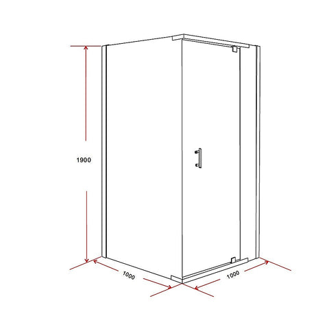 Shower Screen 1000x1000x1900mm Framed Safety Glass Pivot Door By Della Francesca