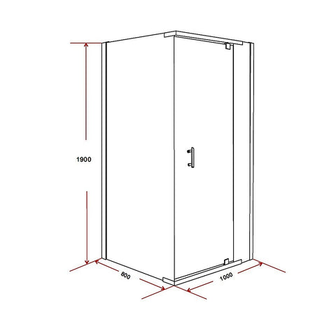 Shower Screen 1000x800x1900mm Framed Safety Glass Pivot Door By Della Francesca