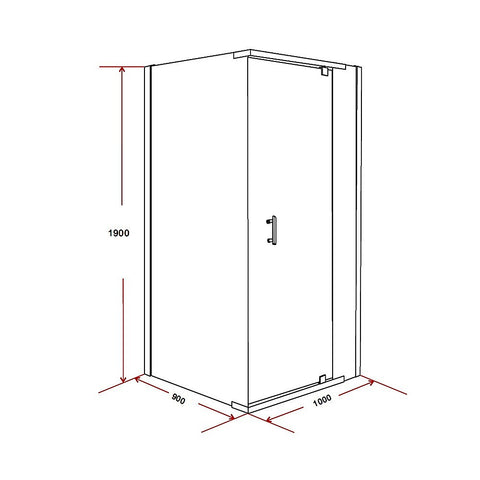 Shower Screen 1000x900x1900mm Framed Safety Glass Pivot Door By Della Francesca