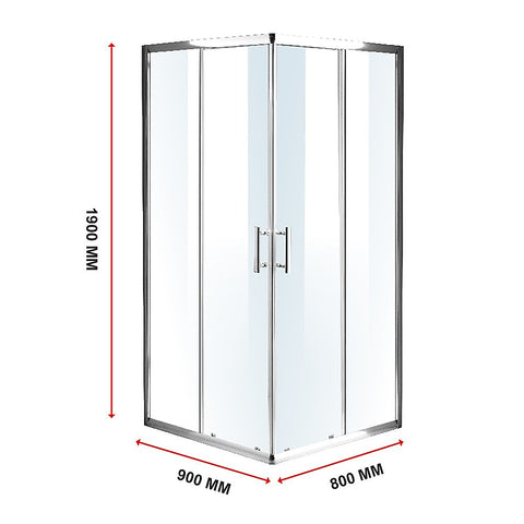 900 x 800mm Sliding Door Nano Safety Glass Shower Screen By Della Francesca