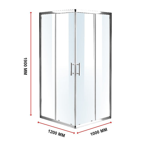 1200 x 1000mm Sliding Door Nano Safety Glass Shower Screen By Della Francesca