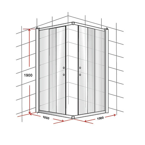 1000 x 1000mm Sliding Door Nano Safety Glass Shower Screen By Della Francesca