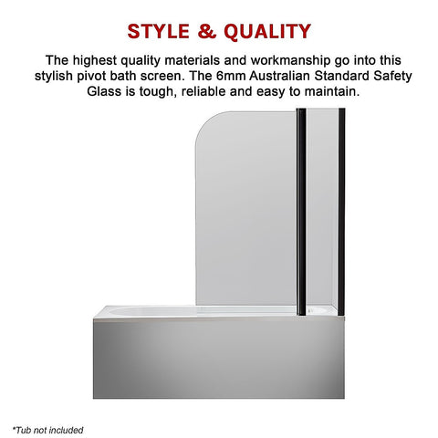 180° Pivot Door 6mm Safety Glass Bath Shower Screen 1200x1400mm By Della Francesca