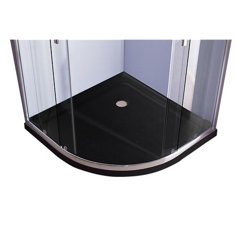 90 x 90cm Chrome Rounded Sliding 6mm Curved Shower Screen with Black Base