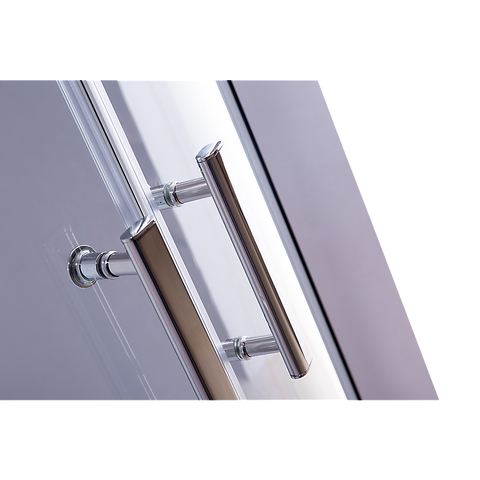 90 x 90cm Chrome Rounded Sliding 6mm Curved Shower Screen with Black Base