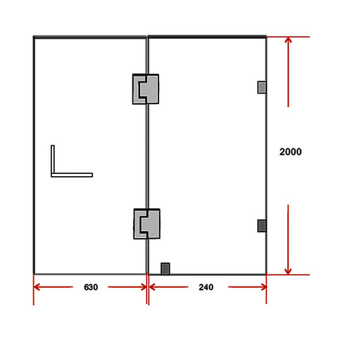 90 x 200cm Wall to Wall Frameless Shower Screen 10mm Glass By Della Francesca
