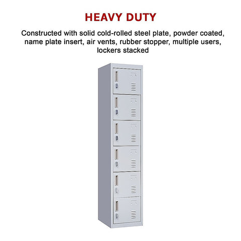 6-Door Locker for Office Gym Shed School Home Storage