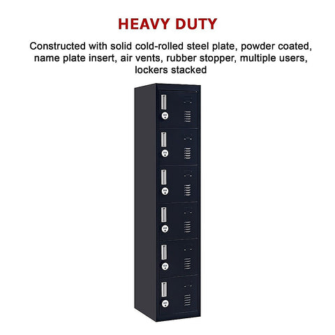 6-Door Locker for Office Gym Shed School Home Storage