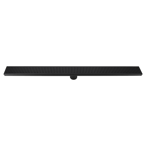 900mm Bathroom Shower Black Grate Drain w/Centre outlet Floor Waste Square Pattern