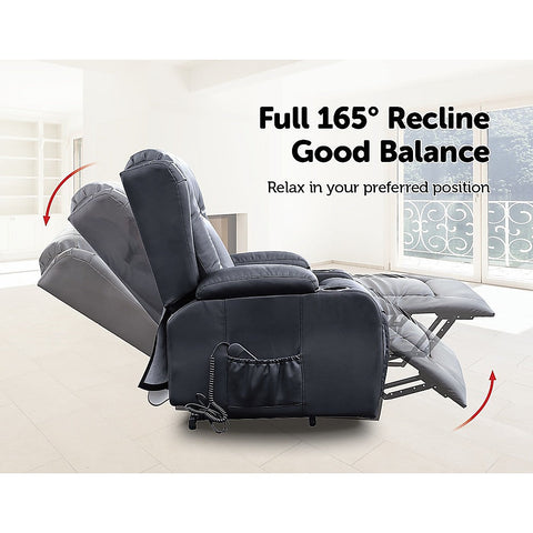 Recliner Chair Electric Massage Chair Lift Heated Leather Lounge Sofa Black