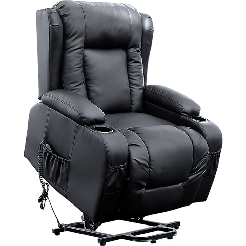 Recliner Chair Electric Massage Chair Lift Heated Leather Lounge Sofa Black