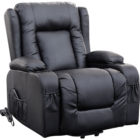 Recliner Chair Electric Massage Chair Lift Heated Leather Lounge Sofa Black