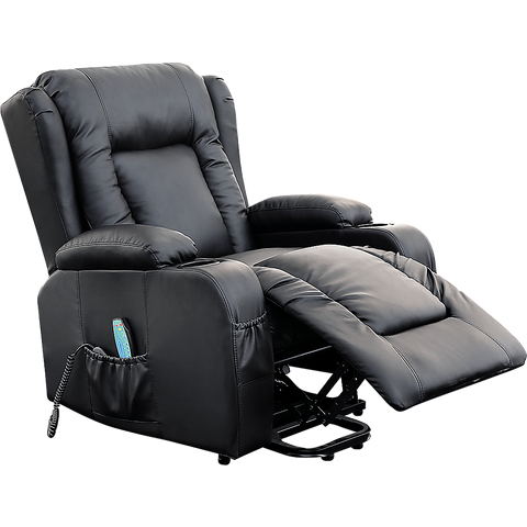 Recliner Chair Electric Massage Chair Lift Heated Leather Lounge Sofa Black