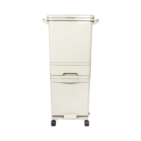 42L Rubbish Bin Waste Trash Can Pedal Recycling Kitchen Wheel 2 Compartment