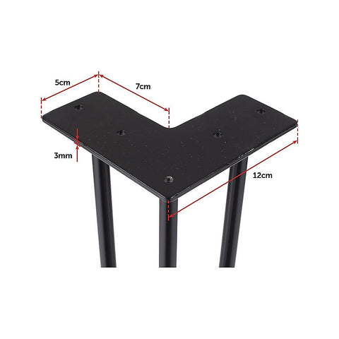 Set of 4 Industrial 3 - Rod Retro Hairpin Table Legs 12mm Steel Bench Desk - 41cm Black