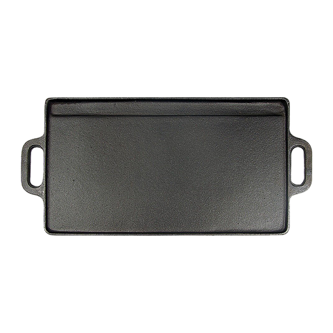46x22 cm Cast Iron Reversible Griddle Plate BBQ Hob Cooking Grill Pan