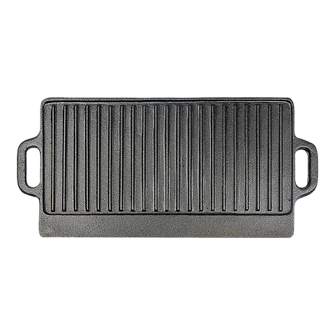 46x22 cm Cast Iron Reversible Griddle Plate BBQ Hob Cooking Grill Pan