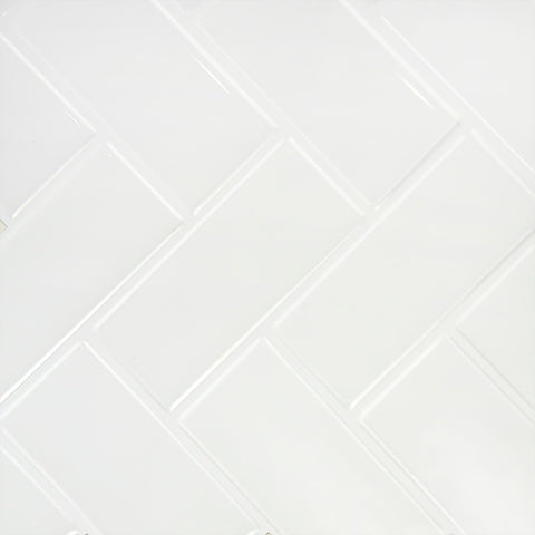 Tiles 3D Peel and Stick Wall Tile Herringbone White 10 Sheets