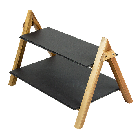 Party 2 Tier Cake Stand Slate Wedding Tiered Serving Stand Afternoon Tea