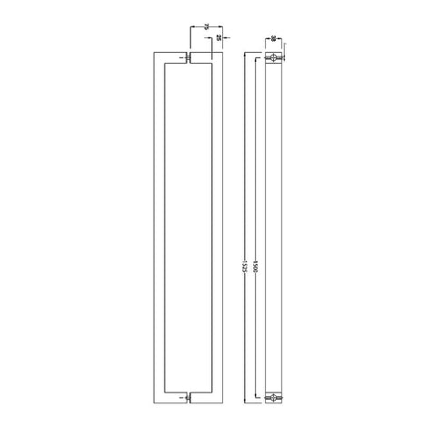 Entrance Door Pull Handle Brushed satin 1500mm
