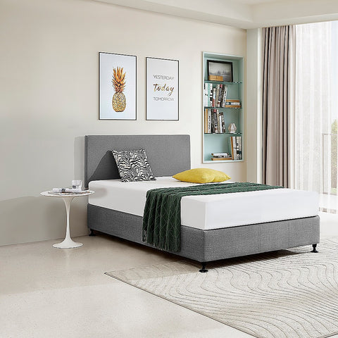 Linen Fabric Double Bed Deluxe Headboard Bedhead - Night Ash
