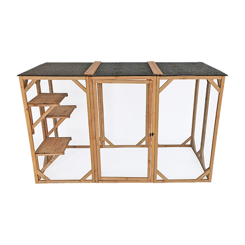 180cm Large Cat Enclosure Wooden Outdoor Cage with 3 Platforms