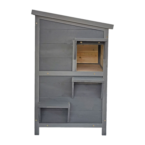 Cat House Weatherproof 2-Story Indoor Outdoor Wooden Shelter Bitumen Roof