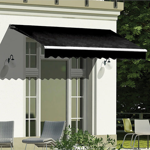 Outdoor Folding Arm Awning Retractable Sunshade Canopy Black 3.0m x 2.5m