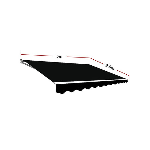Outdoor Folding Arm Awning Retractable Sunshade Canopy Black 3.0m x 2.5m