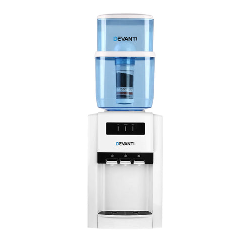 Devanti 22L Bench Top Water Cooler Dispenser Filter Purifier with Hot/ Cold/ Room Temperature Taps - Terrific Buys