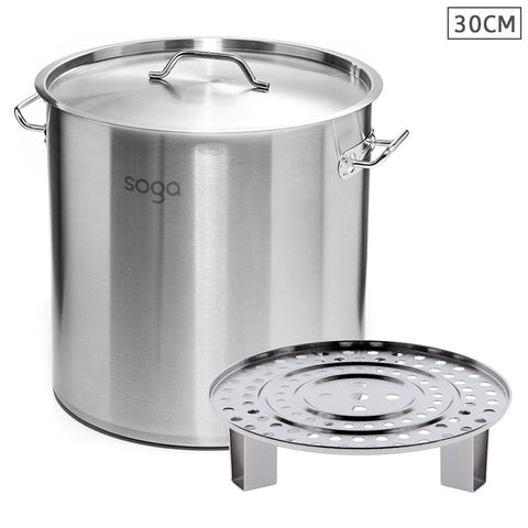 21L Stainless Steel Stock Pot with One Steamer Rack