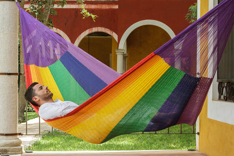 King Mayan Legacy Cotton Mexican Hammock in Rainbow colour