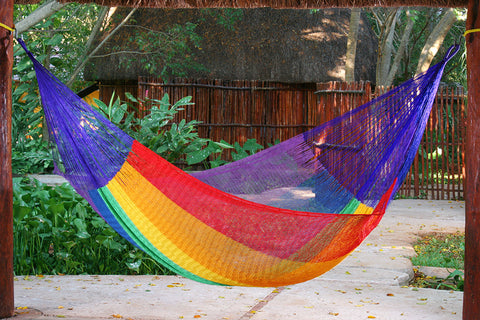 King Mayan Legacy Cotton Mexican Hammock in Rainbow colour