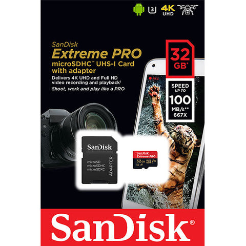 SanDisk Extreme PRO microSD 32GB with 100MB/s Read Speed