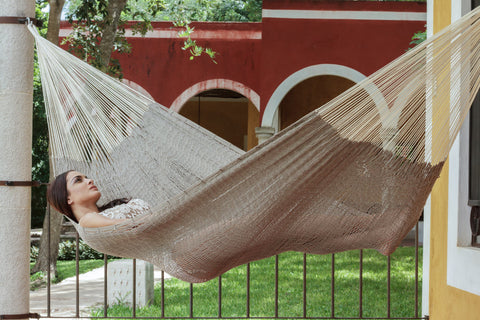 King Size Outoor Cotton Mayan Legacy Mexican Hammock in  Dream Sands