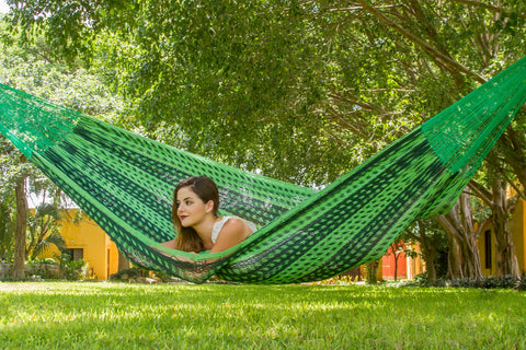 King  Size Outoor Cotton Mayan Legacy Mexican Hammock in Jardin