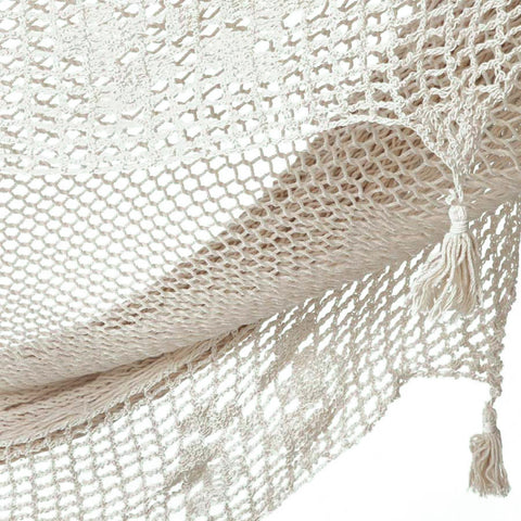 Mayan Legacy King Size Deluxe Outdoor Cotton Mexican Hammock in Cream Colour